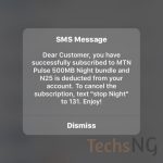 successfully subscribed to MTN night browsing plan