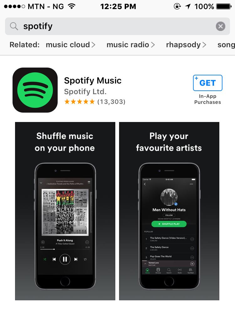 download spotify on iPhone in Nigeria, india