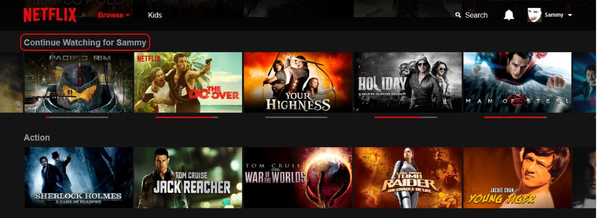 netflix continue watching list