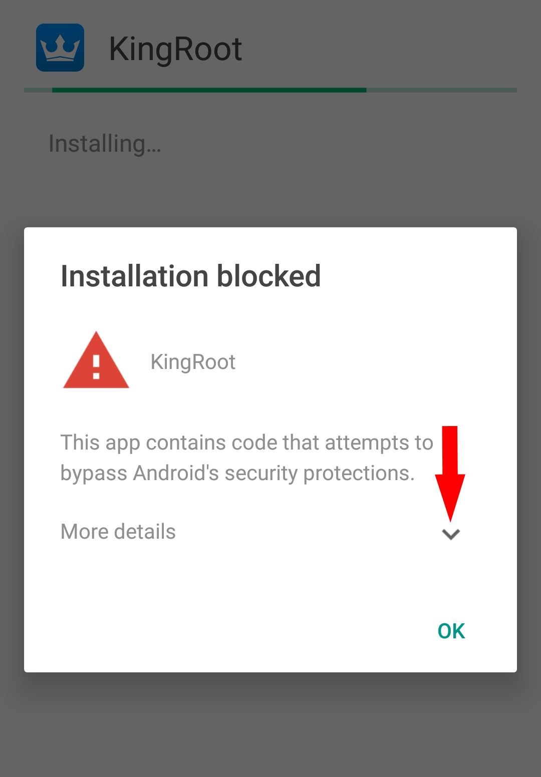  more details option on installing kingroot
