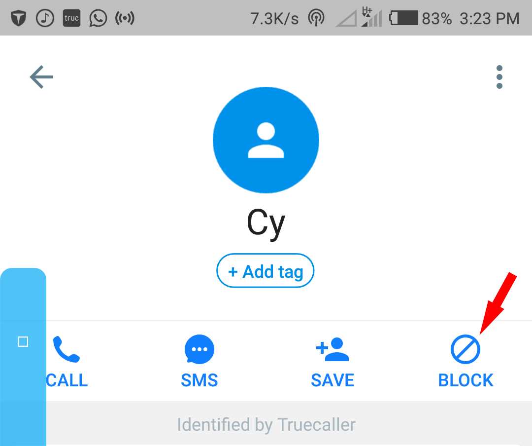 Block specific phone number using truecaller