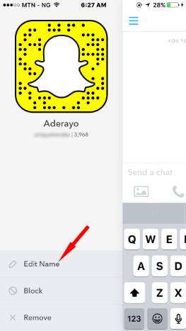 editar Snapchat amigo nome de exibição