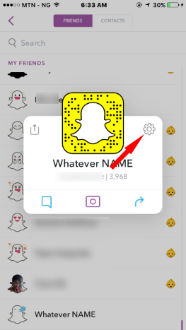 Friend option on snapchat using iPhone