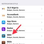 disable BBM app notifications on iOS 11