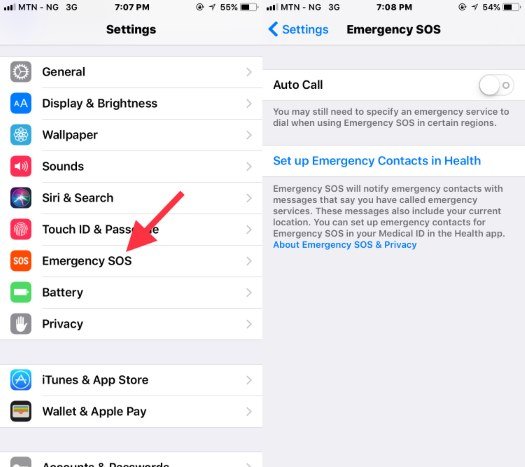 iOS 11 emergency SOS feature