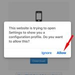 notification about opening configuration profile on iPhone