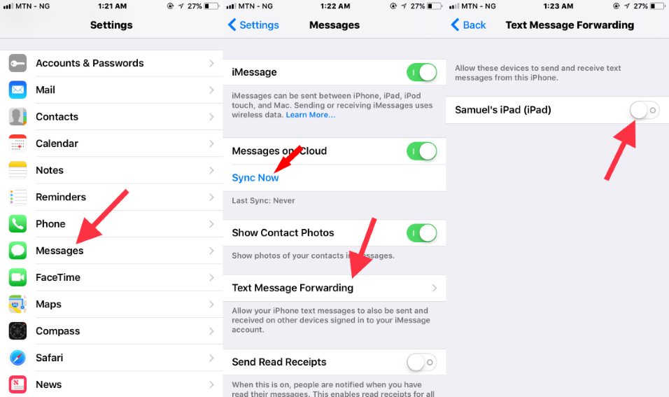 Deactivate iPhone to iPad messages sychronization