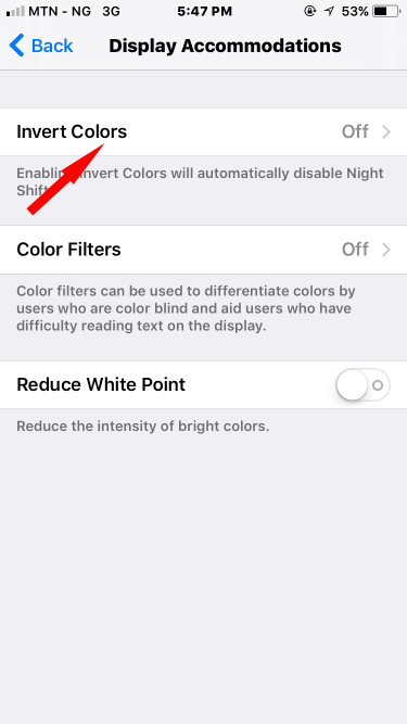 Invert colors on iPhone and iPad