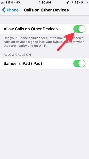 share phone calls to other devices on iOS 11