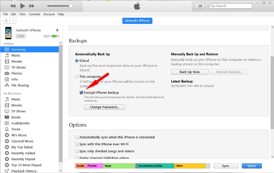 Successfully uncheck encrypt iPhone backup in itunes