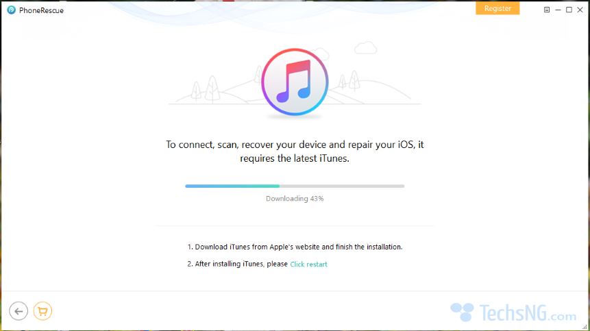 iTunes currently being downloaded via Phonerescue iOS software for PC