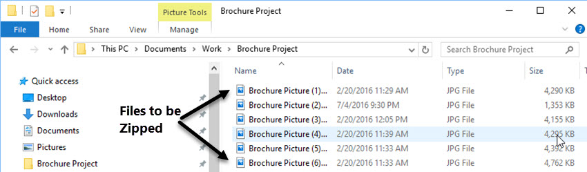 save all files to be compressed into a folder