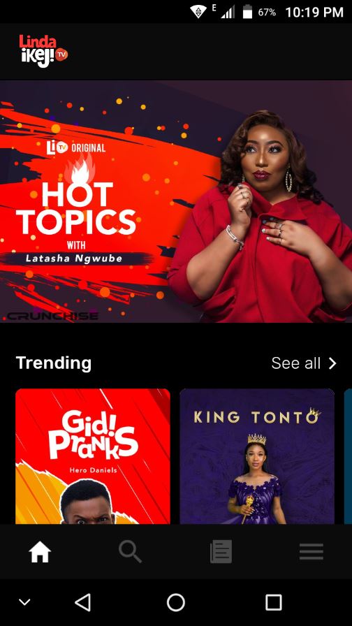 linda ikeji TV app User Interface