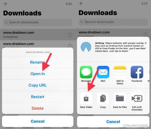 save downloaded instagram video to iPhone camera roll