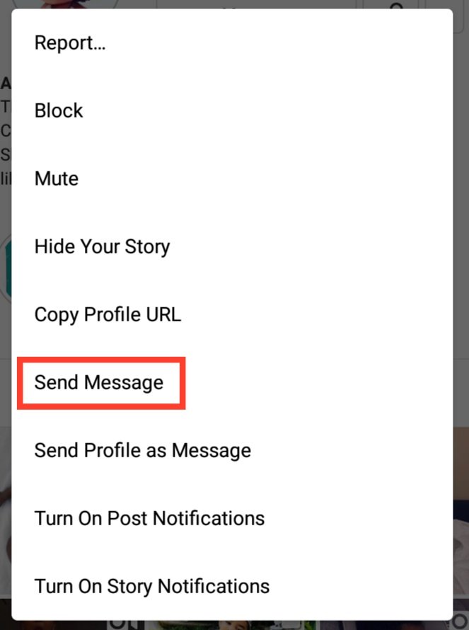 Instagram Send Message option